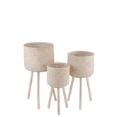 J-Line Bloempot bamboe - jute - naturel - Ø 37 cm