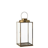 J-Line lantaarn Laag Antiek - glas/ijzer - brons - small