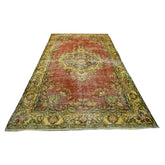 Geel vintage vloerkleed - 222x126 cm - HANDGEMAAKT