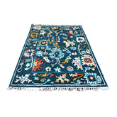 Turquoise Azeri vloerkleed - 95x70 cm - HANDGEMAAKT