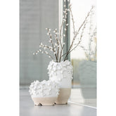 J-Line bloempot Anemone - keramiek - wit/beige - Ø 17.00 cm