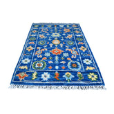 Blauw Azeri vloerkleed - 95x65 cm - HANDGEMAAKT