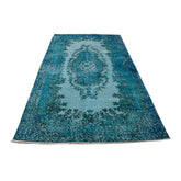 Turquoise vintage vloerkleed - 200x112 cm - HANDGEMAAKT