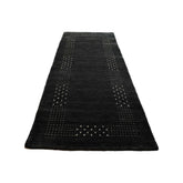 Zwarte Gabbeh loper - 200x75 cm - HANDGEMAAKT - HANDGEMAAKT