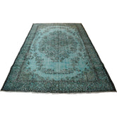 Turquoise vintage vloerkleed - 281x187 cm - HANDGEMAAKT