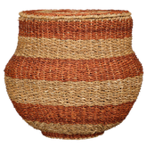 Tacoma Opbergmand met Deksel - H48 x Ø55 cm - Jute - Oranje