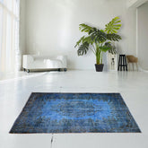 Blauw vintage vloerkleed - 210x115 cm - HANDGEMAAKT