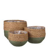 Jorck Plantenmand - Set van 3 - H24 x Ø26 cm - Zeegras - Groen