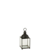 J-Line lantaarn Hagrid - glas/ijzer - zwart - small