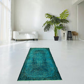 Turquoise vintage vloerkleed - 198x116 cm - HANDGEMAAKT