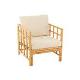 J-Line armstoel Elise + Kkussen - rotan/textiel - naturel/wit