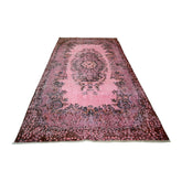 Roze vintage vloerkleed - 212x113 cm - HANDGEMAAKT
