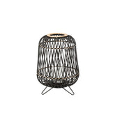 J-Line lantaarn Op Voet - bamboe - zwart/naturel - medium