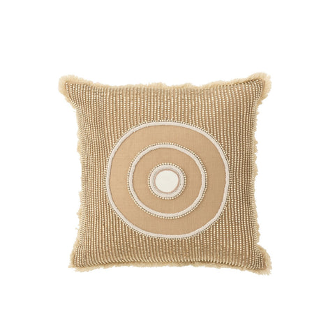 J-Line kussen Cirkel Ibiza - katoen - wit/beige