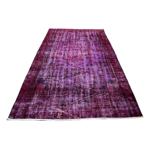 Paars vintage vloerkleed - 247x141 cm - HANDGEMAAKT