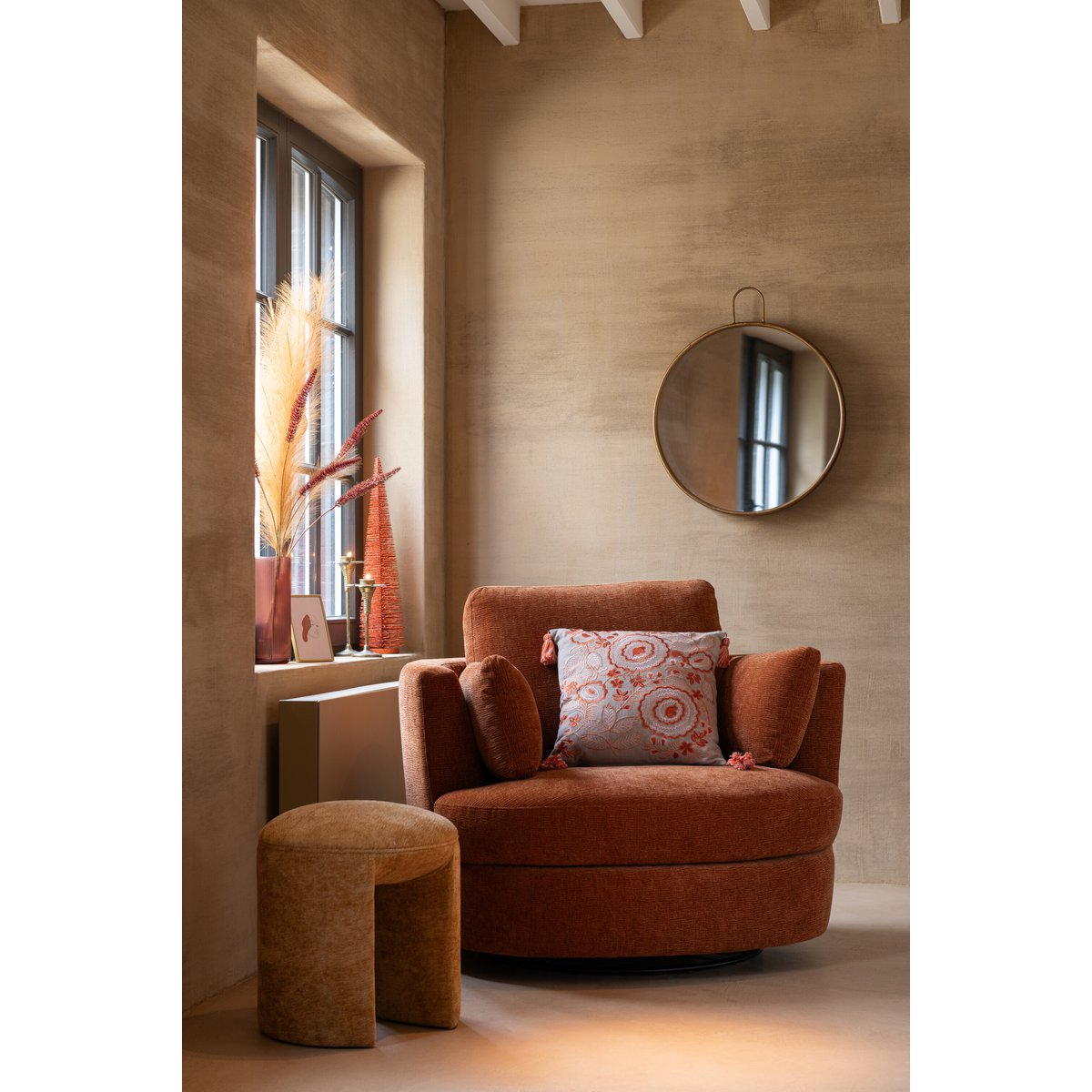 J-Line spiegel Anto - mdf - goud - groot - Ø 85 cm