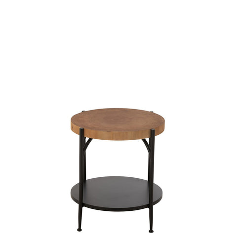 J-Line Bijzettafel Bio Mdf/Ijzer Zwart/Naturel