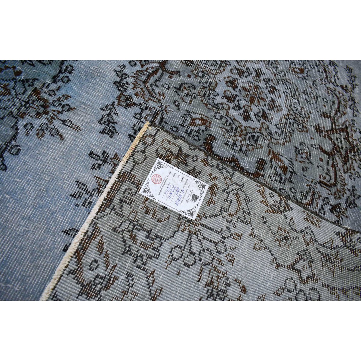 Blauw vintage vloerkleed - 205x111 cm - HANDMADE