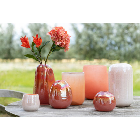 J-Line vaas Frosted - glas - koraal - 27.00 cm hoog