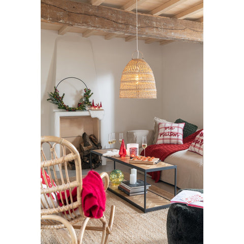 J-Line Gouden lamp - rotan - naturel