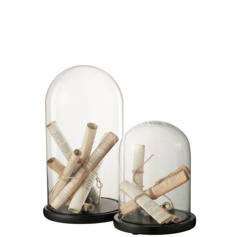 J-Line Stolp Papier Perkament Glas Beige Large