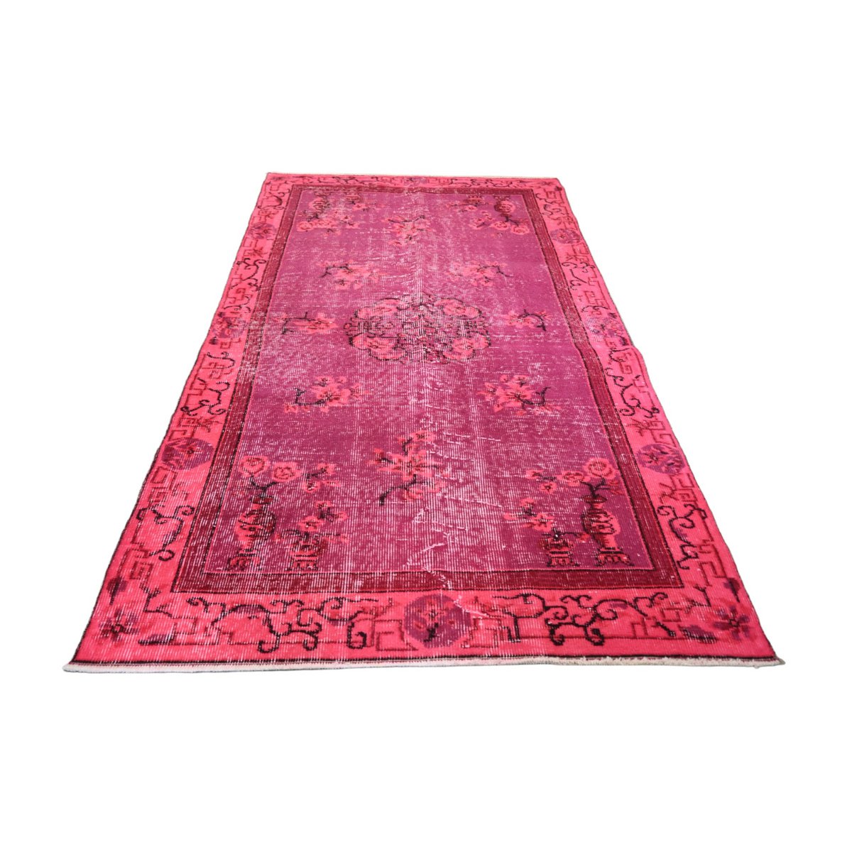 Roze vintage vloerkleed - 200x115 cm - HANDGEMAAKT
