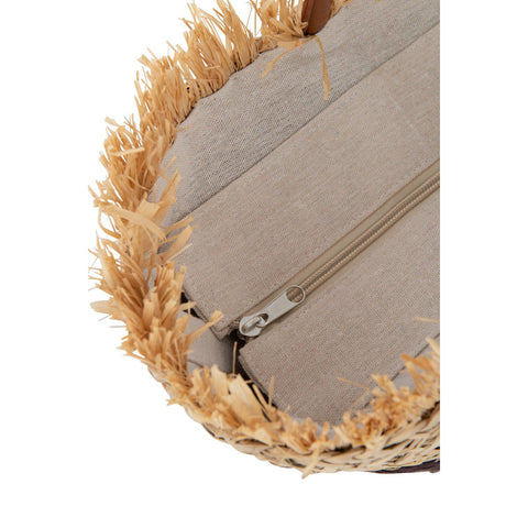 J-Line Strandtas Blad Jute Naturel/Wit