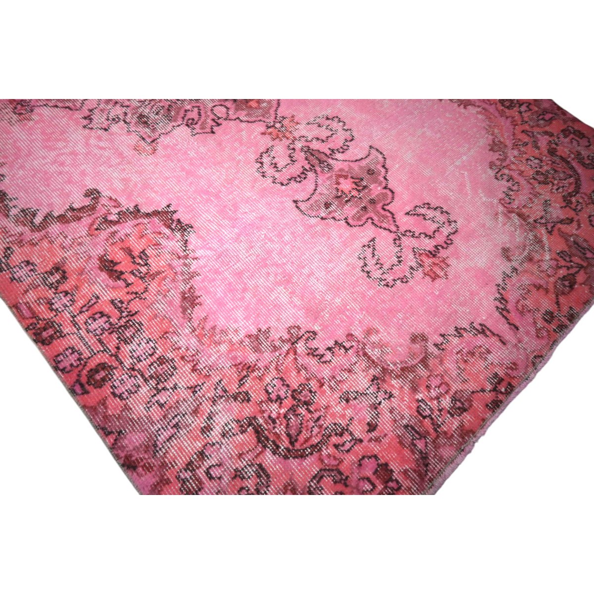 Roze vintage vloerkleed - 208x117 cm - HANDGEMAAKT