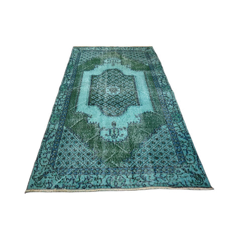 Turquoise vintage vloerkleed - 194x110 cm - HANDGEMAAKT