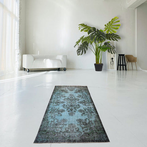Blauw vintage vloerkleed - 216x114 cm - HANDGEMAAKT