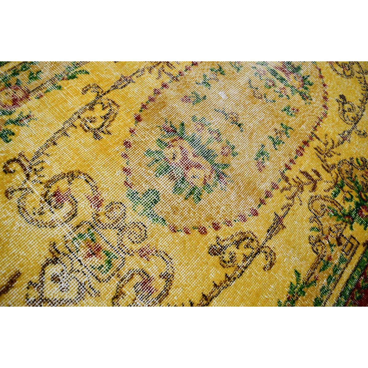 Geel vintage vloerkleed - 213x111 cm - HANDGEMAAKT
