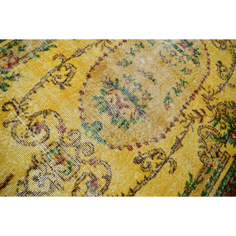 Geel vintage vloerkleed - 213x111 cm - HANDGEMAAKT