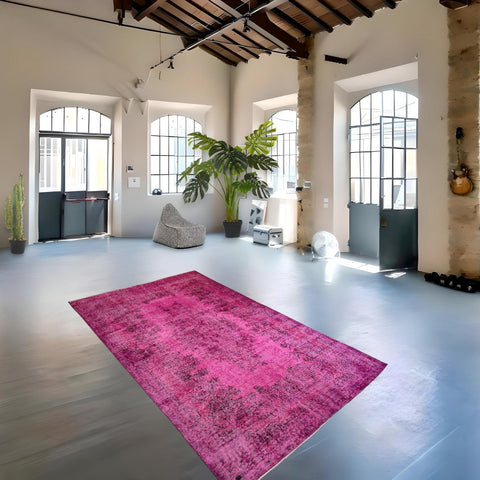Roze vintage vloerkleed - 278x168 cm - HANDGEMAAKT