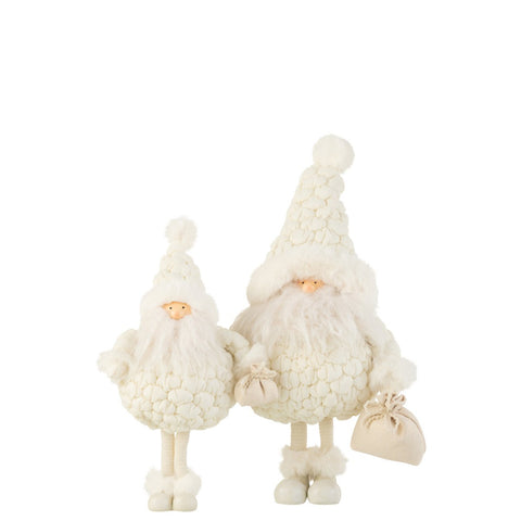 J-Line Kerstman Cadeau Tas Textiel Wit Large