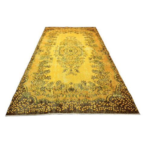 Geel vintage vloerkleed - 290x163 cm - HANDGEMAAKT