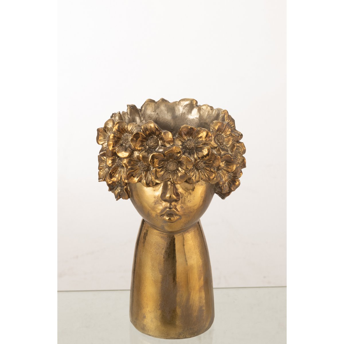 J-Line bloempot Nebu - polyresin - goud - large - Ø 18.5 cm