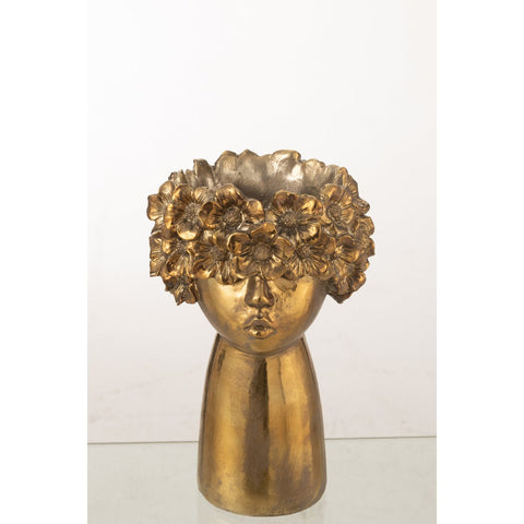 J-Line bloempot Nebu - polyresin - goud - large - Ø 18.5 cm