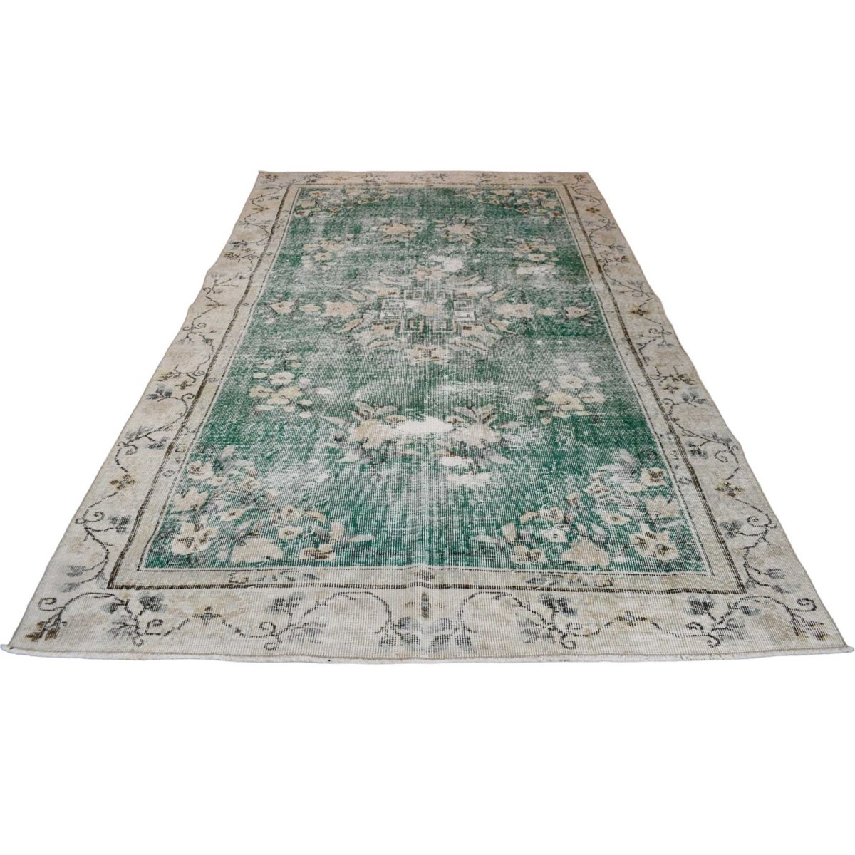 Groen vintage vloerkleed - 270x165 cm - HANDGEMAAKT