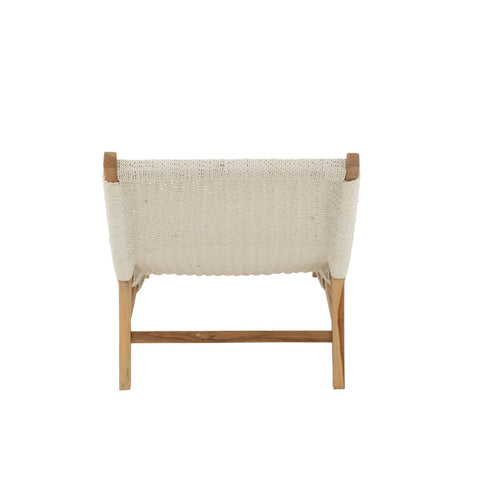 J-Line ligzetel + kussen Geweven - kunststof/teak - wit