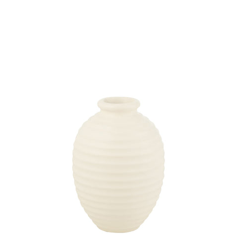 J-Line bloempot Ovaal Terracotta - keramiek - wit - small