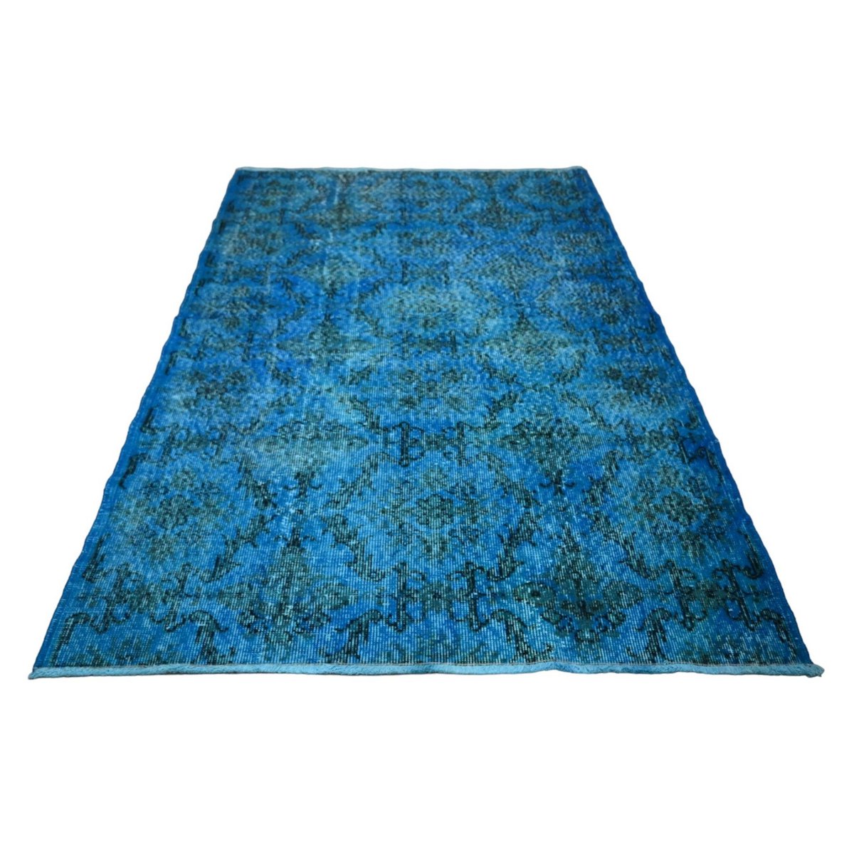 Blauw vintage vloerkleed - 195x132 cm - HANDGEMAAKT
