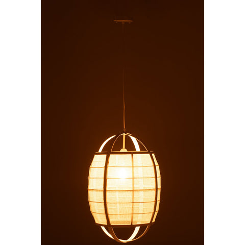 J-Line Hanglamp Ion Linnen/Bamboe Wit Small