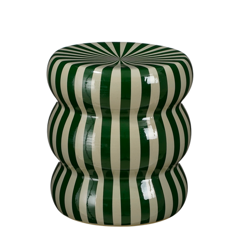 Skipper Bijzettafel - H40 x Ø35 cm - Keramiek - Groen