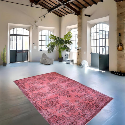 Roze vintage vloerkleed - 317x205 cm - HANDGEMAAKT