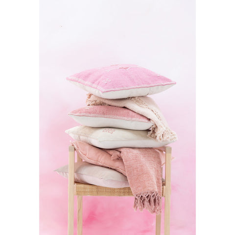 J-Line Plaid franje - polyester - lichtroze - 130 x 170 cm
