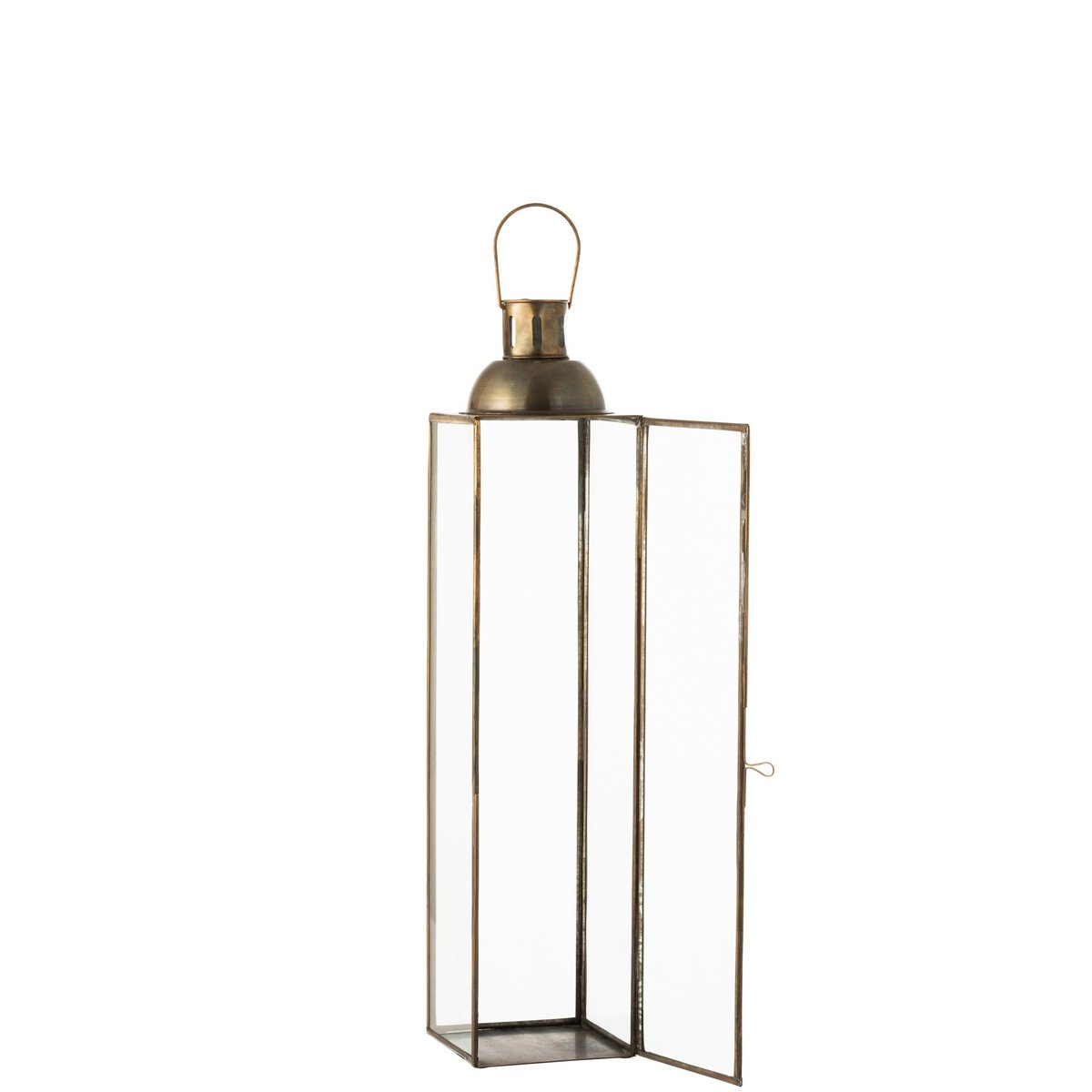 J-Line lantaarn Hoog Antiek - glas/ijzer - brons - small