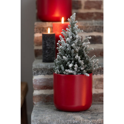 J-Line Kerstboom+Led+Pot Jute Plastiek Besneeuwd Groen Medium