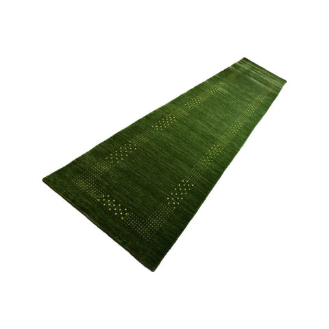 XL Groene Gabbeh loper - 440x90 cm - HANDGEMAAKT