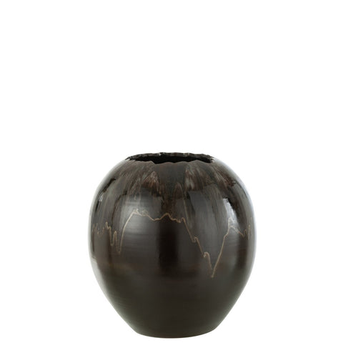 J-Line Bloempot Keramiek Bruin Medium