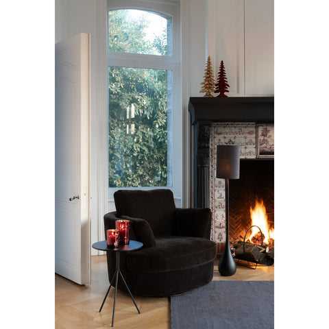 J-Line Lamp Druppel Ijzer/Fluweel Zwart/Grijs Large